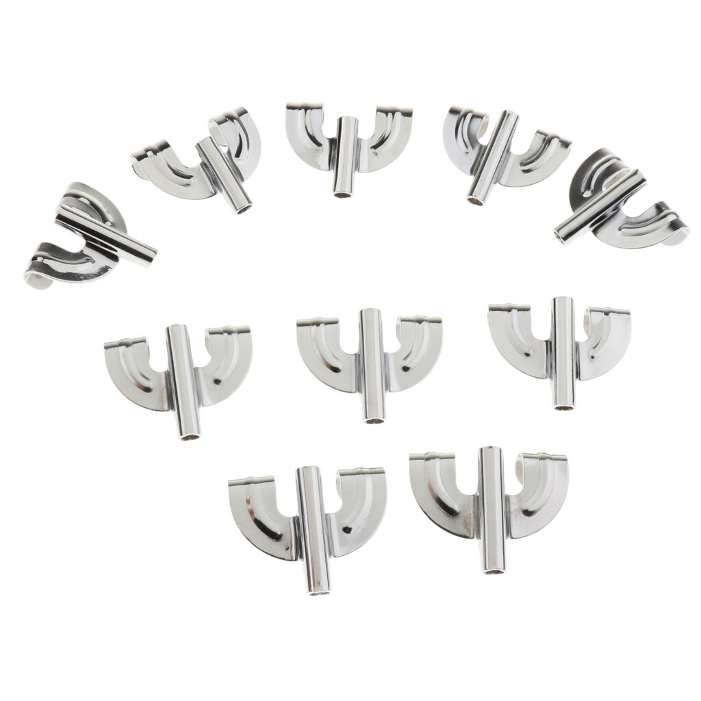 Gancho de garra de tambor, accesorios de instrumentos de percusión para tambor de bajos, plata, negro, 10 piezas: Silver