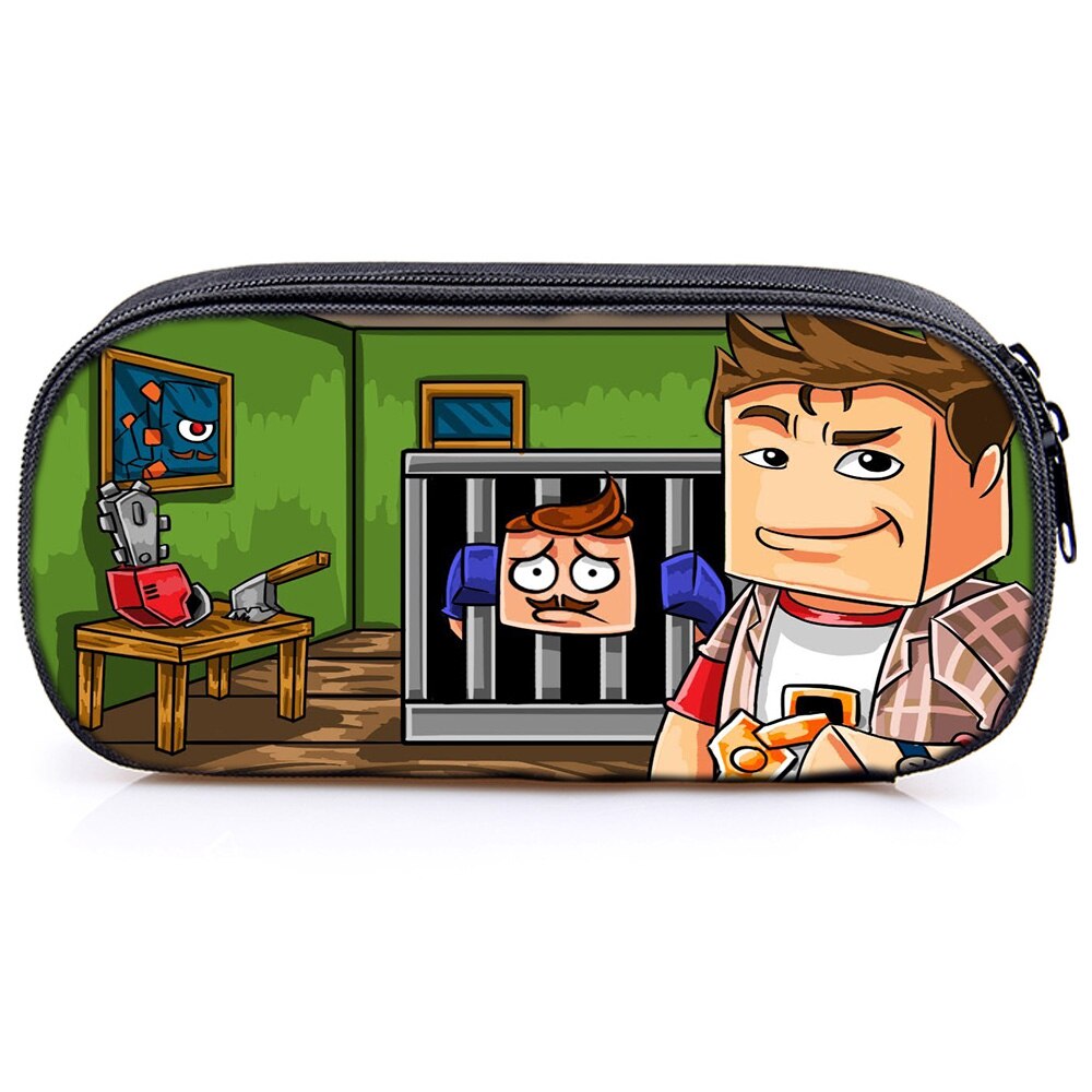 Cute Hello Neighbor Kids Pencil Case Cute Stationery Box Students Boys Girls Makeup Bags: 5