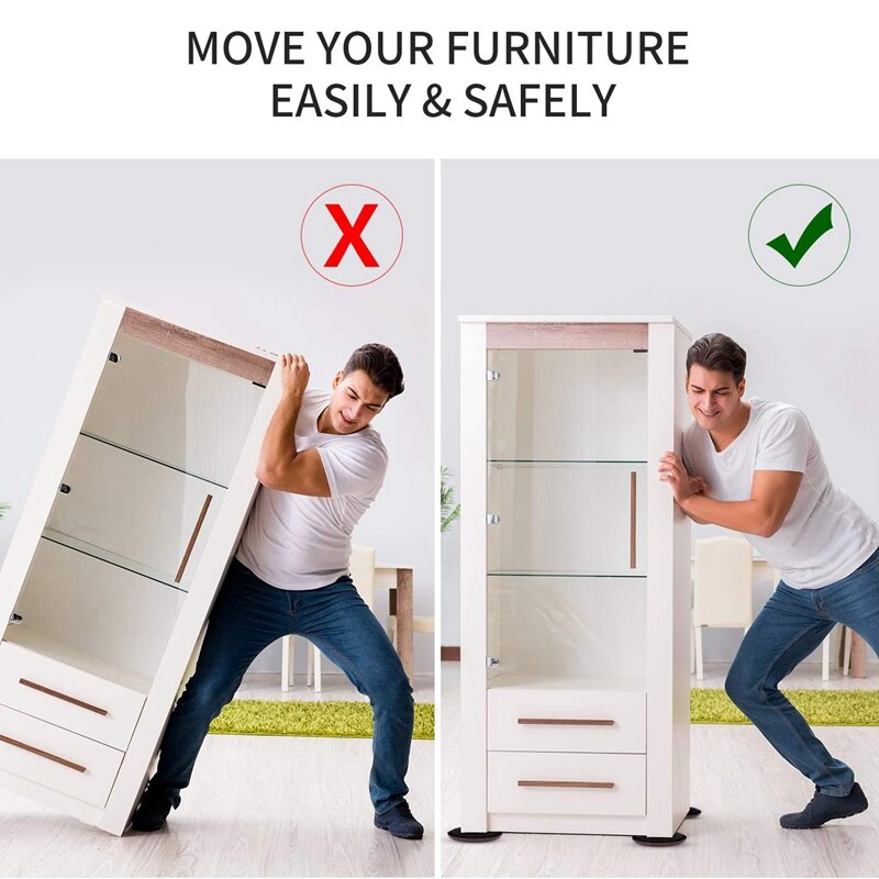 Cursori e alianti per mobili riutilizzabili da 16 pezzi da 3.5 pollici per superfici di moquette mobili in movimento facilmente con cursori per mobili
