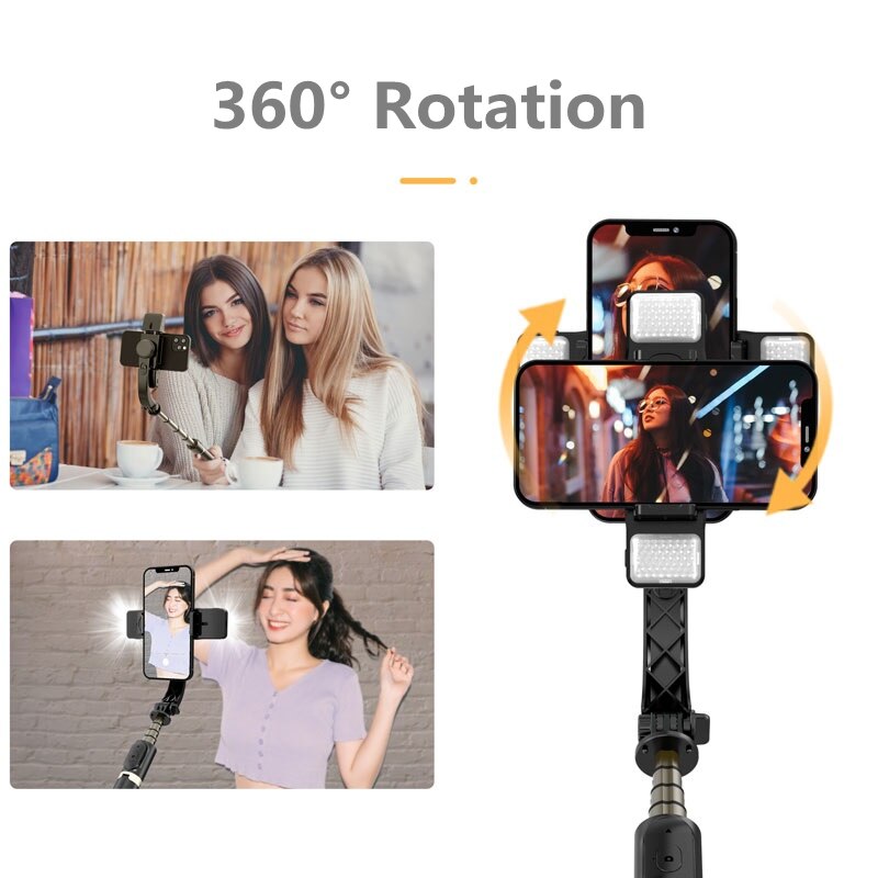 Kul dier gimbal håndholdt stabilisator mobiltelefon videoopptak telefon gimbal stabilisator med ledet utfyllingslys til smarttelefon