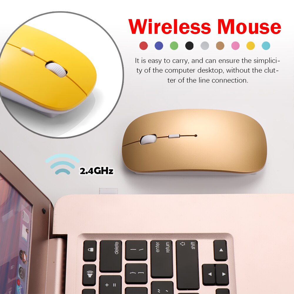 1 pc bærbare 2.4g trådløse mus ultratynne usb optiske mus stille knapp for pc bærbar macbook desktop air pro
