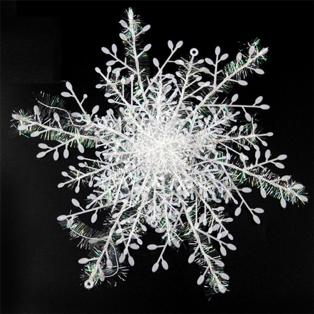 30pcs 8cm Kerst Ornament Witte Sneeuwvlokken Plastic Sneeuwvlok Boom Venster Kerst Decoraties Voor Thuis DIY