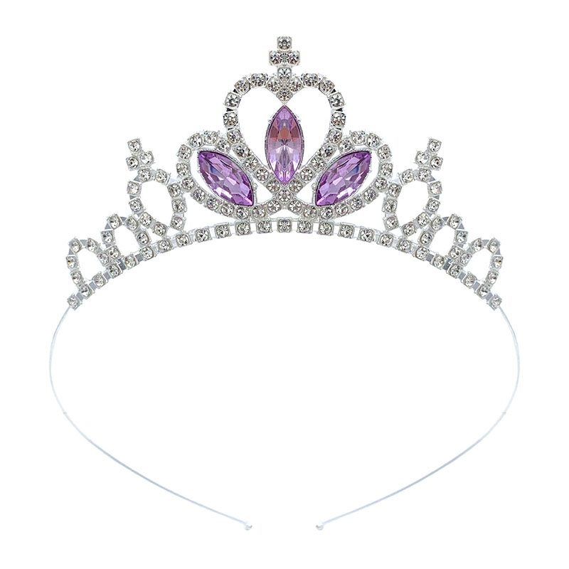 Zanlloy Kids Rhinestone Tiara Princess Headband for Girls Birthday Accessories Bridal Crystal Crown Tiara Wedding Hair Jewelry: Blue white zinc plated