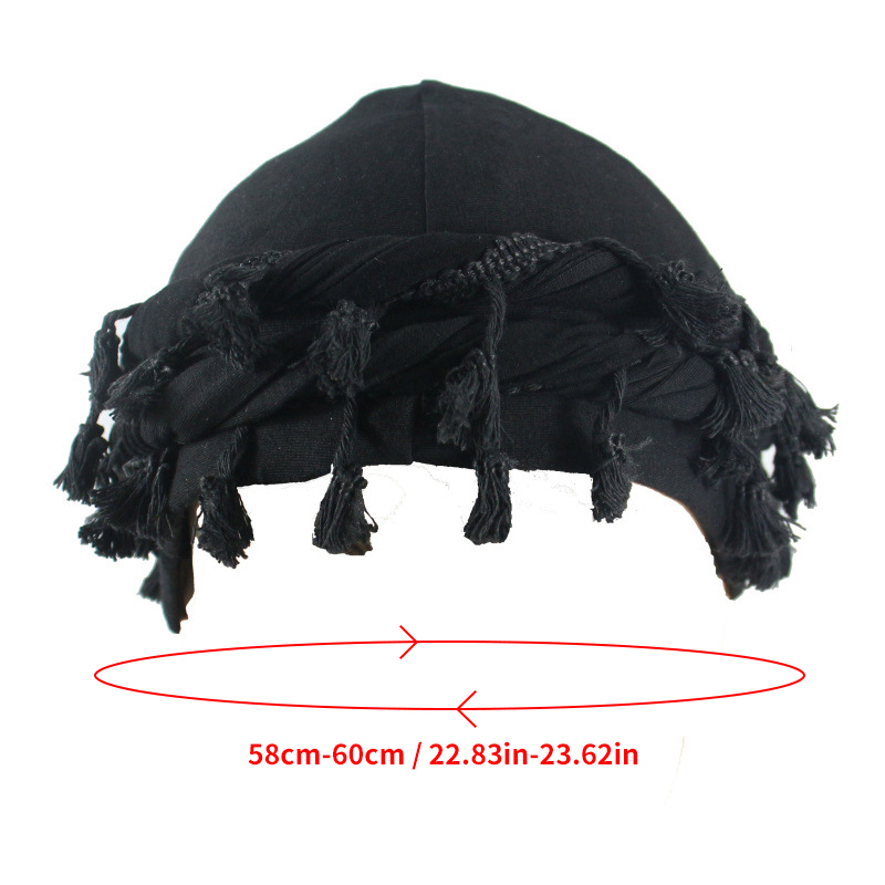 Sombrero trenzado para hombre, turbante, gorro ondulado Durag, sombrero forrado con Halo para hombres y mujeres, gorro para envolver la cabeza con borla elástica, gorro con ondas preatadas y trenzas