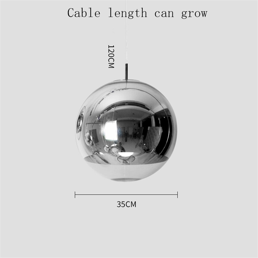 Argent or verre Lustre pendentif lumières Globe boule pendentif LED lampe salon Luminaire suspendu lampara Lustre éclairage E27