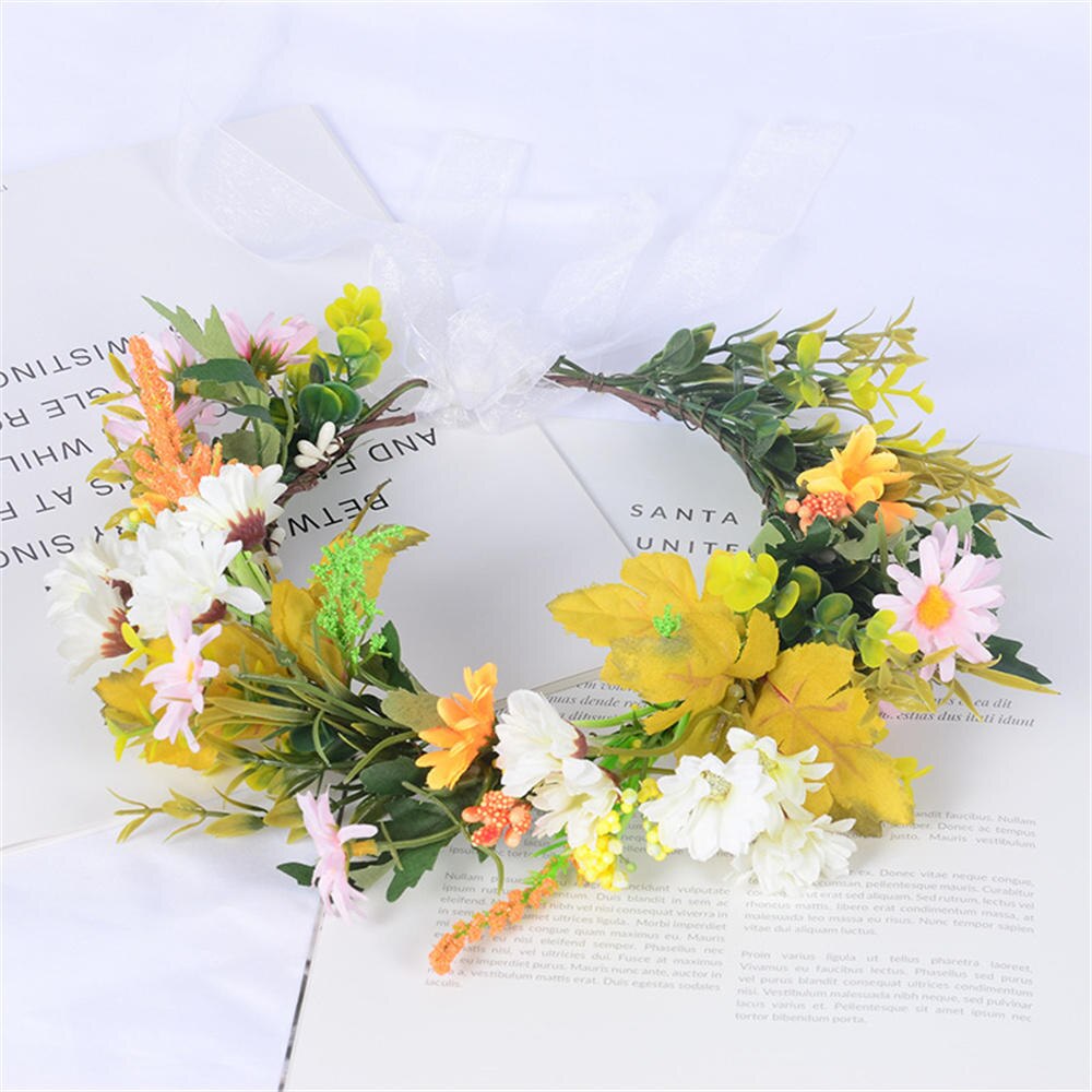 Corona de flores para niña y mujer, accesorios para el cabello para novia, diademas de flores hermosas, adorno para el cabello trenzado, vid para el cabello: 2