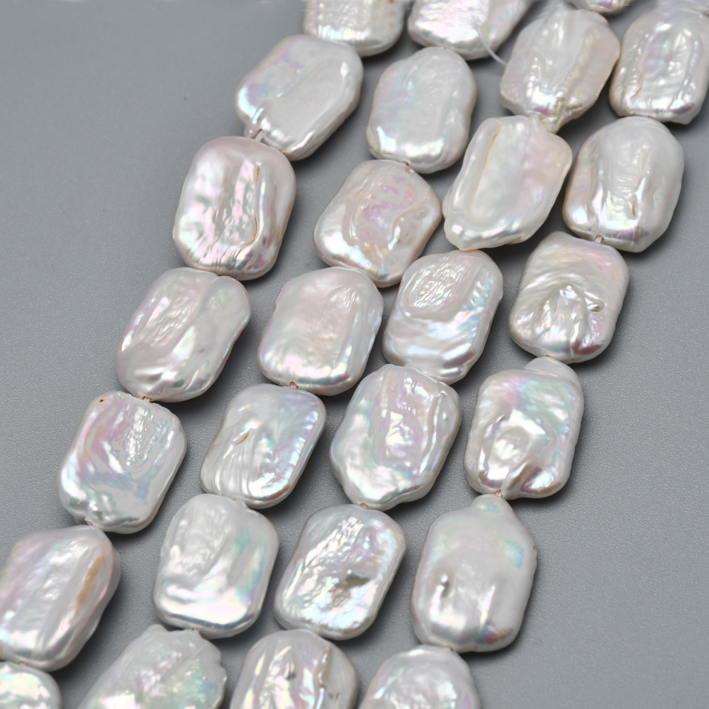 Barokke Parel Ketting Vierkante Witte Zoetwater Gekweekte Parel Ketting Sieraden Diy Maken 14x20mm