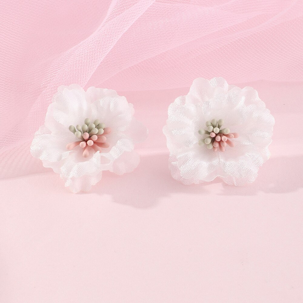 Neue Blume Ohrringe Frühling Sommer Super Gebühr Reise Hochzeit Polyester Blumen- Zucht Ohrringe Schmuck Für Frauen Mädchen: EZ4148baise