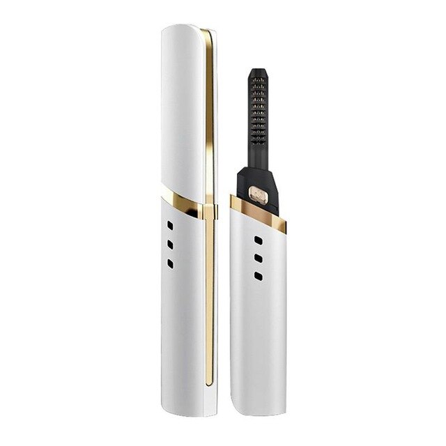 Electric Heated Eyelash Curler USB Rechargeable Eyelashes Curler Quick Heating Natural Eyelash Curler Long Lasting Makeup: White