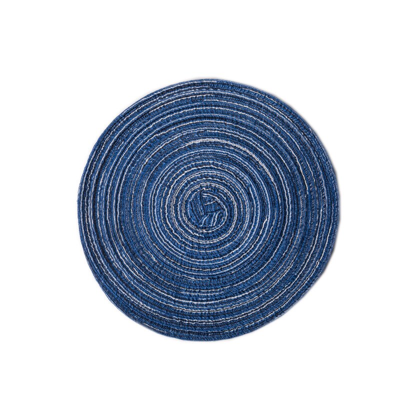 Onderlegger ronde tafel ramie isolatiemat effen placemats linnen antislip tafelmat keukenaccessoires decoratie onderzetter: Blauw 18cm