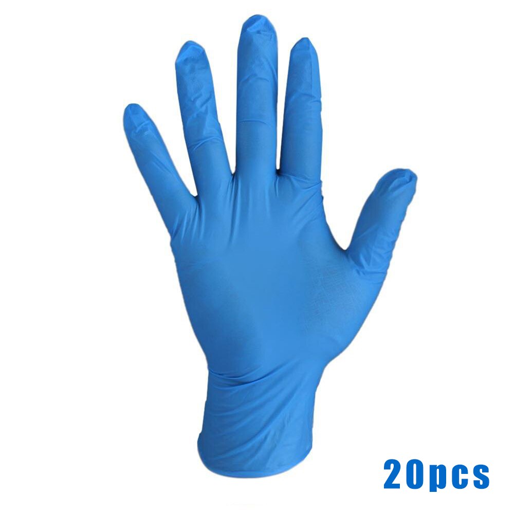 20-100 pcs Comfortable Rubber Disposable Mechanic Laboratory Safety Work Nitrile Gloves Hands Protector Blue Soft Working Gloves: 20 pcs / S