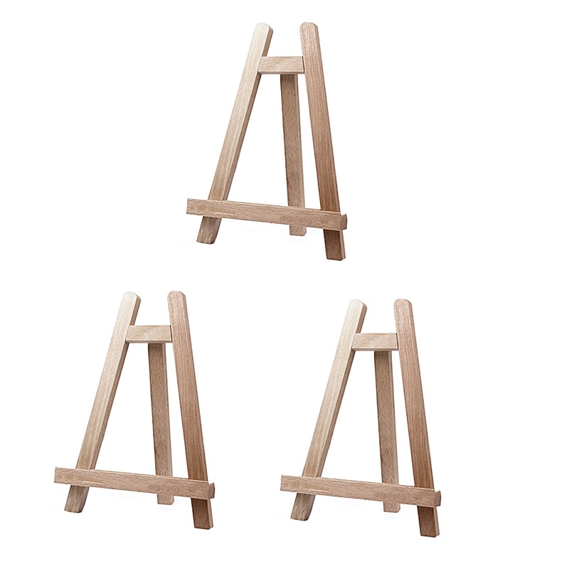 Naturligt trä mini staffli ram stativ display möte bröllop bord nummer namn kort stativ hållare målning hantverk: Default Title