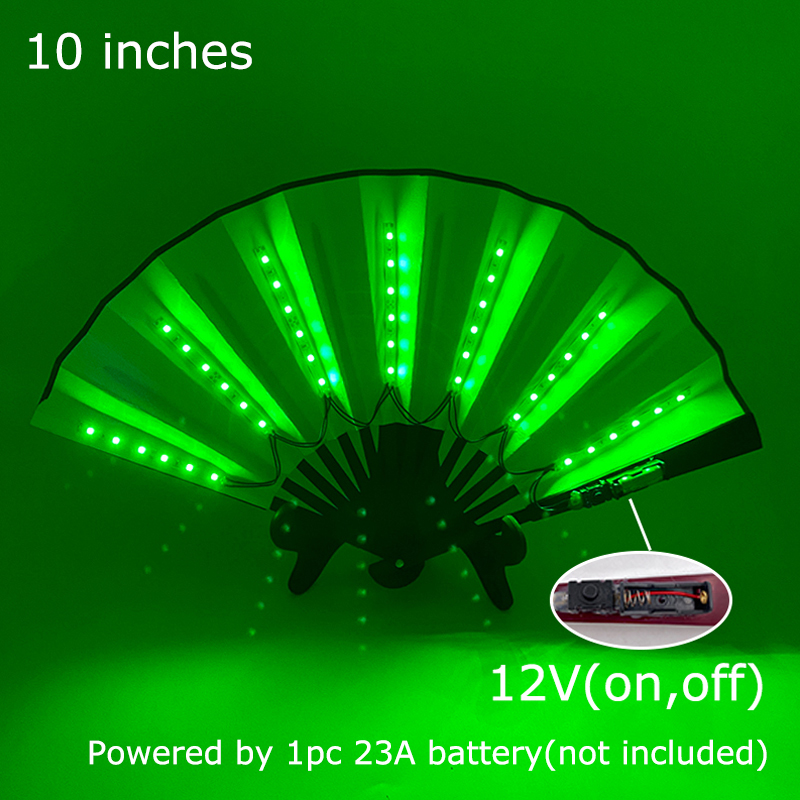 10inches Glow Folding LED Fan Dancing Light Fan Night Show Halloween Christmas Rave Accessories Carnival Supplies Dance Hand Fan: MULTI