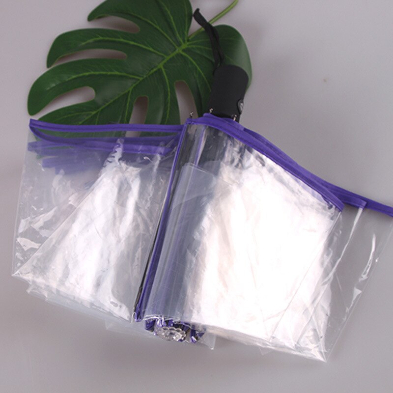 Paraguas plegables automáticos, transparentes, paraguas portátil, paraguas para lluvia, paraguas bonito para mujer: Púrpura