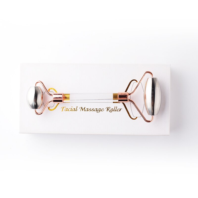 Rvs Facial Roller Met Pmmp Staaf Stimulator Gezichtsverzorging Massage Nek Schoonheid Gezondheid Anti Rimpel Cellulitis Huid Detox: rose gold and box