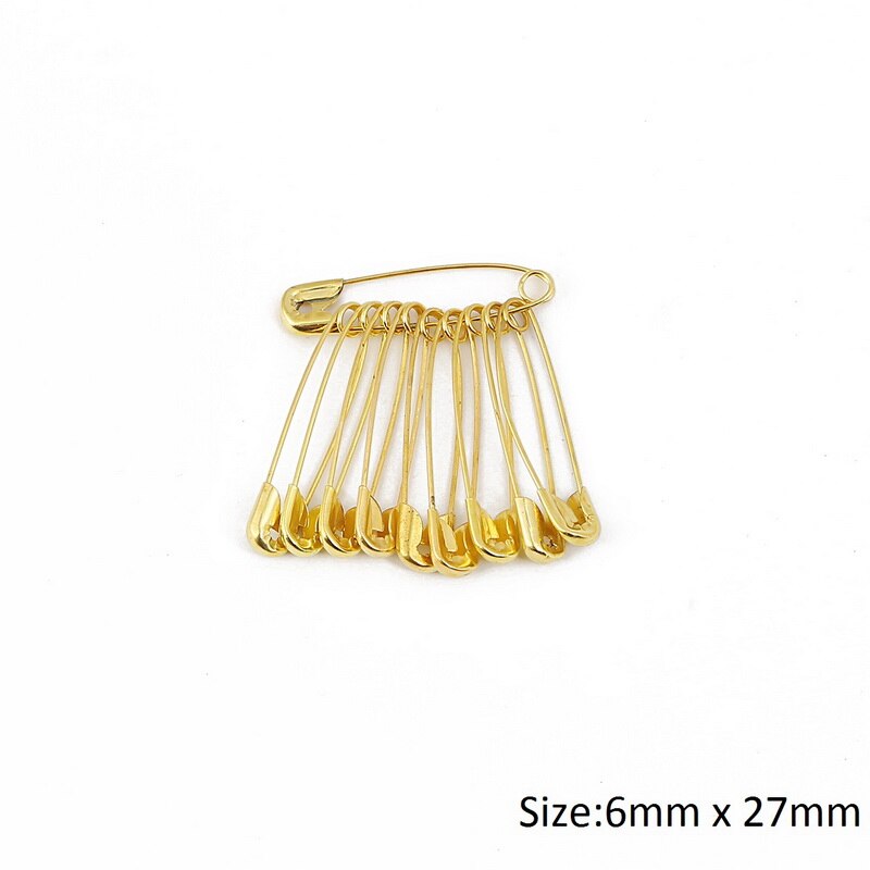 50 stk guld sikkerhedsnål diy mini spænde pin pick størrelse 6mm-12mm tøj metal værktøj til håndarbejde synåle tilbehør: 6 x 27mm