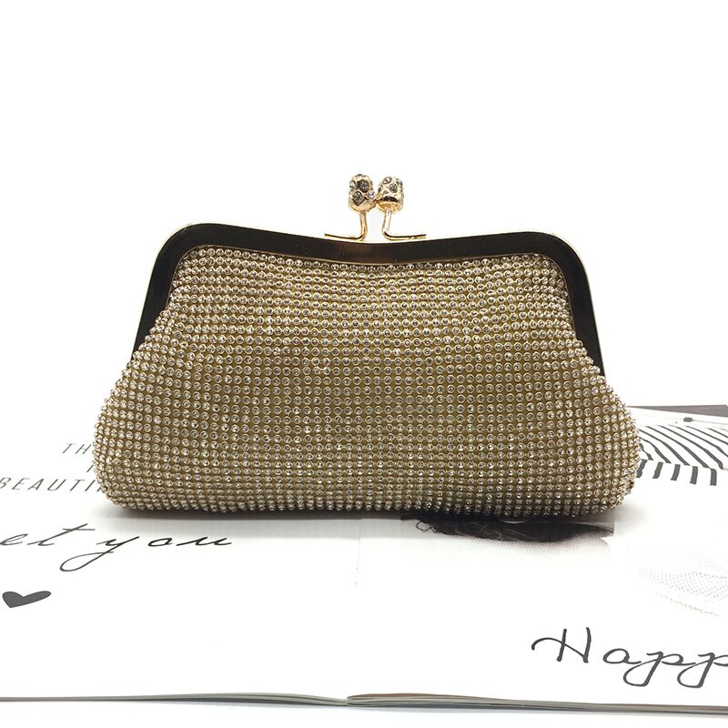 Senhoras diamantes sacos de noite elegante festa casamento pequena concha bolsa para a mulher jantar embreagem bolsa corrente ombro ftb318: gold