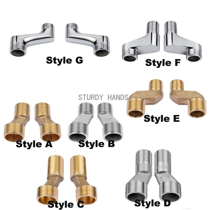 Valve d'angle réglable en laiton massif, adaptateur mural, salle de bain, douche, plat, 2 pièces par paire