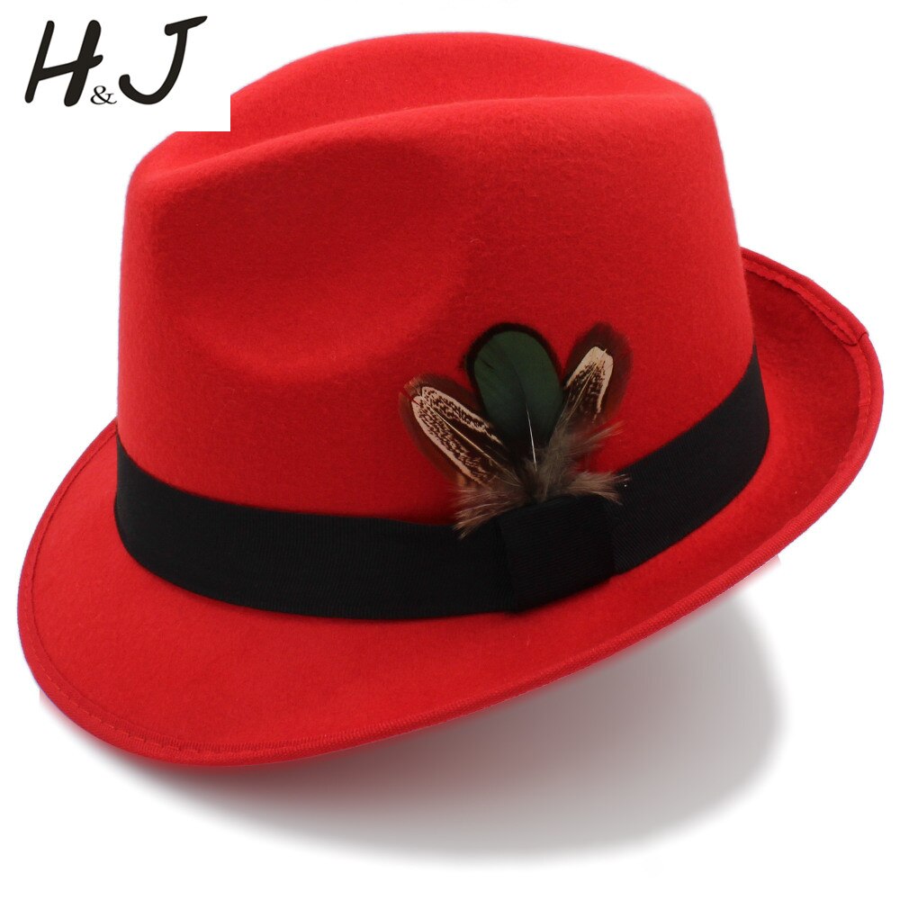 Kvinners sorte feminino filt fedora lue til dame vinter høst derby jazzhatter britiske trilby jazzhatter skinn størrelse 57cm