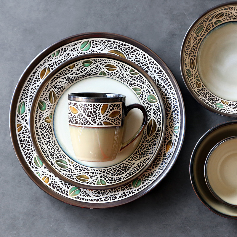 Vajilla de cerámica con plato para cenar de porcelana