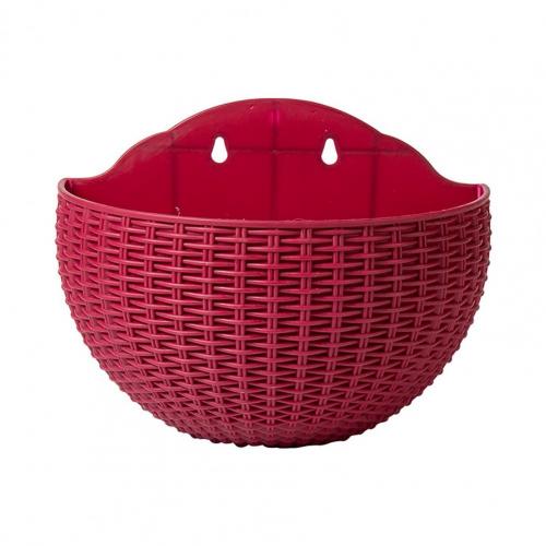 Hanging Planter Flower Pot Exquisite Wall-mounted Plastic Wall Hanging Basket Flowerpot for Garden Wall Hanging Basket Flowerpot: Wine Red