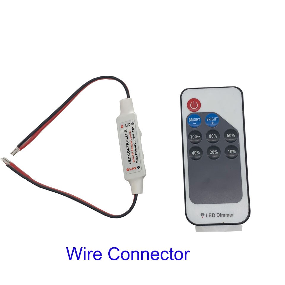 DC LED Verlichting Dimmer Mini Remote Controller Enkele Kleur Schakelaar 5V 12V 24V Driver voor LED Licht lamp Lamp Dimmen met Adapter: Wire connector