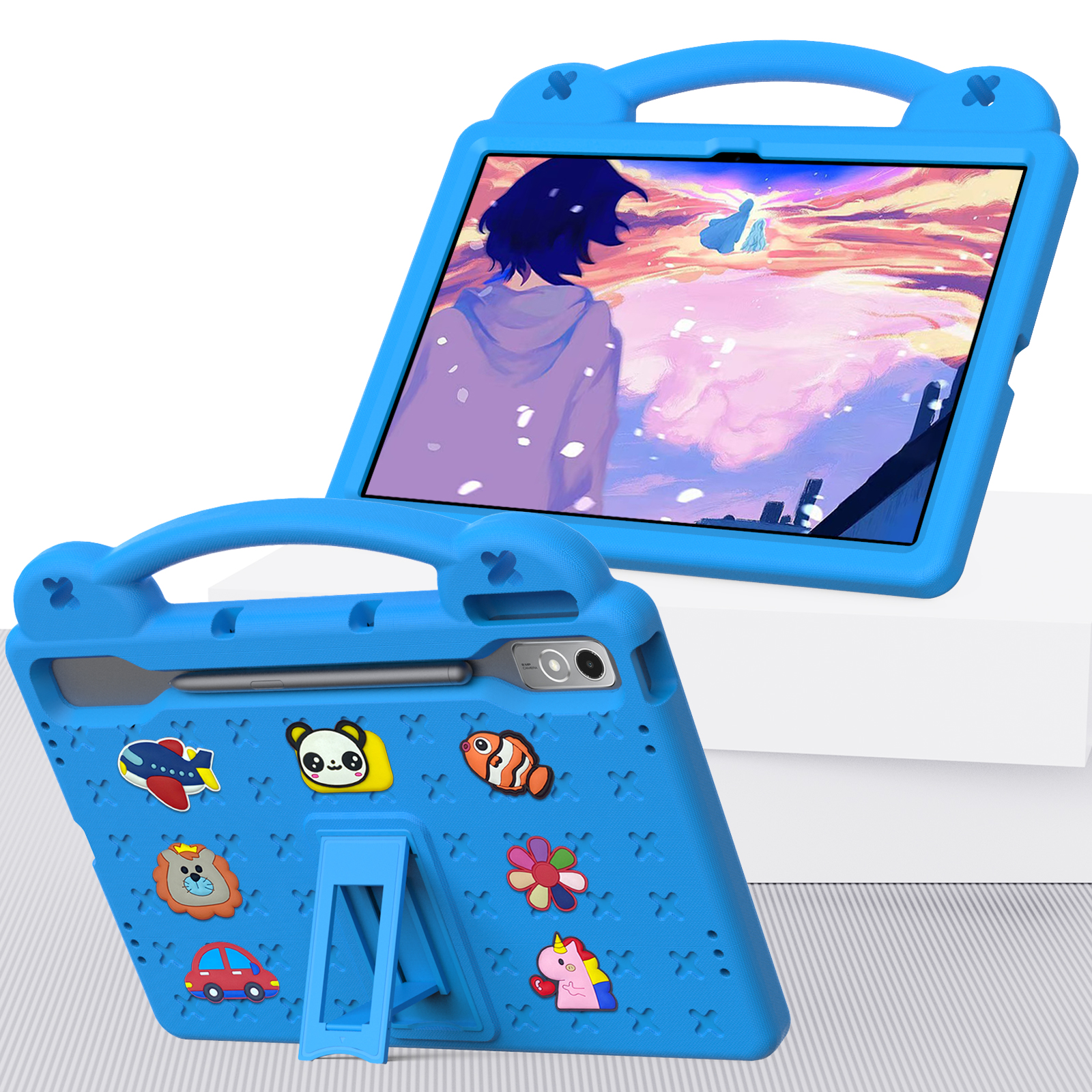 For Lenovo Xiaoxin Pad Pro 12.7 inch funda P12 TB- 370 Kids Safe EVA Tablet Case Shockproof Cover Stand Shell Protector: 12.4 / black