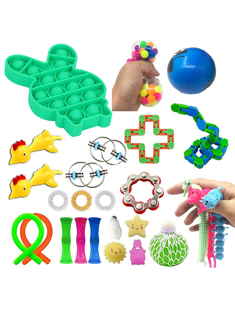 24 Pack Zintuiglijke Speelgoed Set Kinderen Speelgoed Stress Relief Speelgoed Autisme Angst Relief Stress Pop Bubble Zintuiglijke Fidget Speelgoed Voor kids Volwassenen
