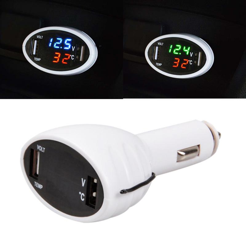12V/24V Digital Meter Monitor 3 in 1 LED USB Auto Ladegerät Voltmeter Thermometer Auto Batterie Monitor LCD Digital Dual Display