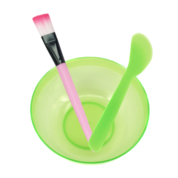Ansigtsmaske skål sæt plastbørste rørestang hjemmelavet makeup skønhed gør det selv værktøj sæt sci 88: Grøn