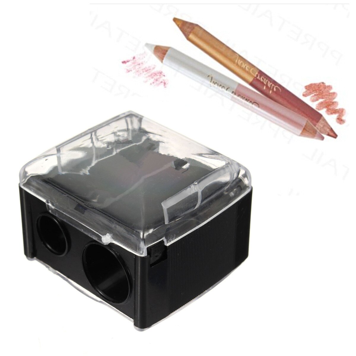 Dual Holes Cosmetic Pencil Sharpener Eyeliner Eyebrow Lip Liner Make Up Tool Eyebrow Trimmer Makeup Pencil Sharpener Portable