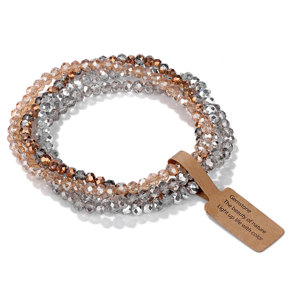 4 Uds. Pulseras de cristal brillantes para mujeres y hombres, pulsera de cuentas de cristal de serie colorida con etiqueta de deseos para el mejor amigo, de joyería