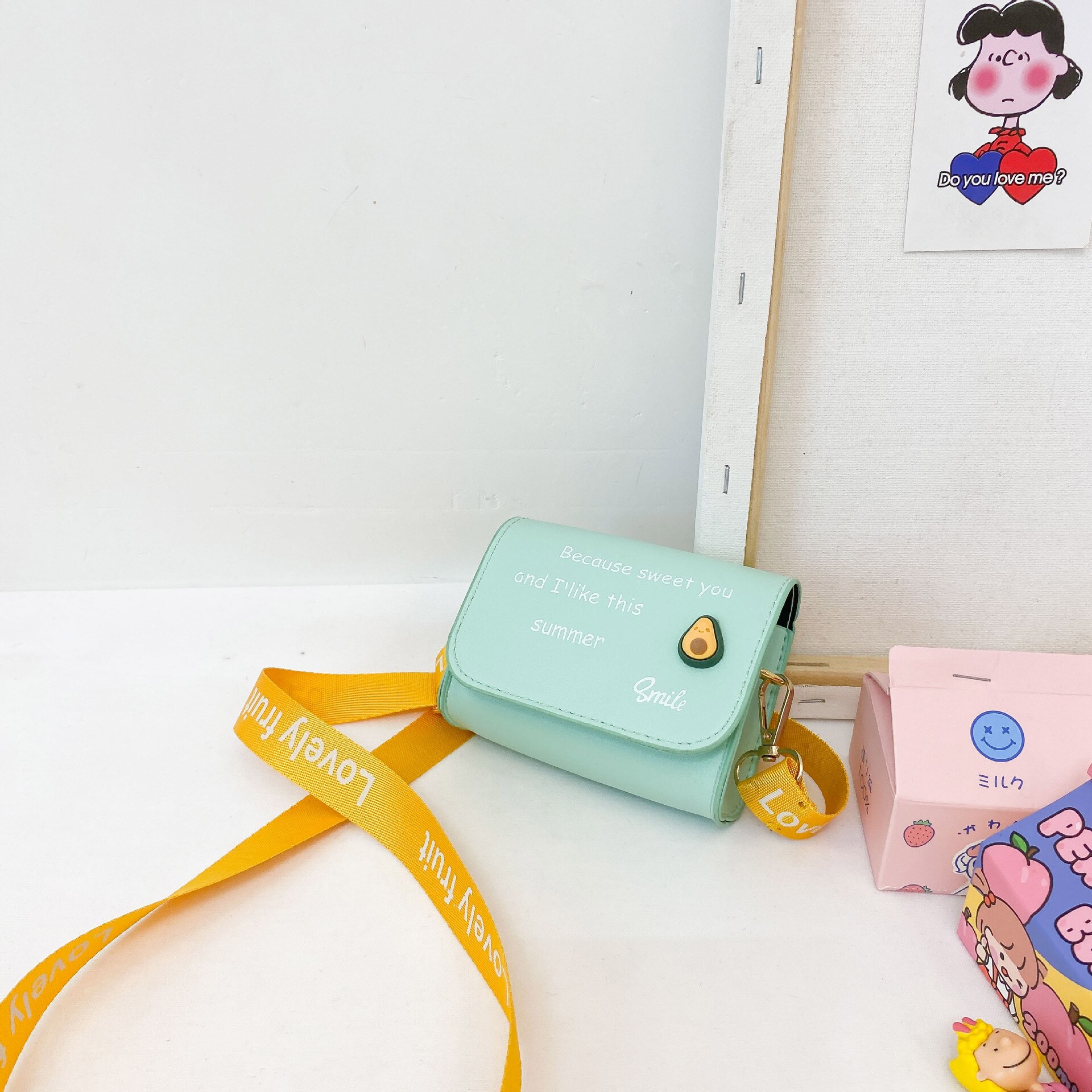 Leuke Baby Mini Handtas Leuk Meisje Fruit Crossbody Tassen Kawaii Kids Kleine Coin Wallet Bag Meisjes Veranderen portemonnee: sky blue