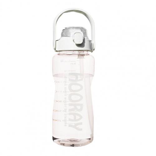 2000Ml Water Fles Food Grade Grote Capaciteit Plastic Transparant Drinkwater Fles Voor Kantoor: WHITE