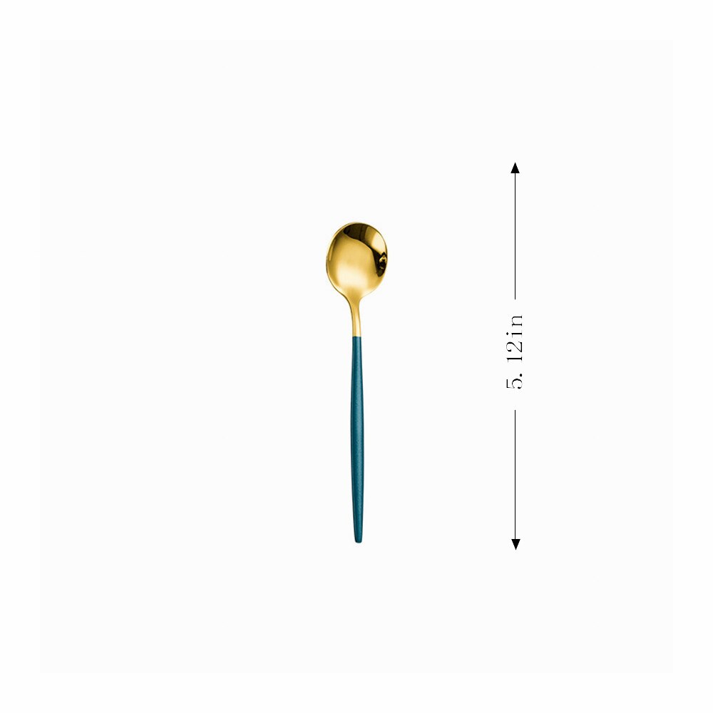 1Pc Teaspoon Mixing Coffee Spoon Dessert Stainless Steel Vintage Teaspoon Drink Tableware Flowers Tableware Kitchen Tools: green gold