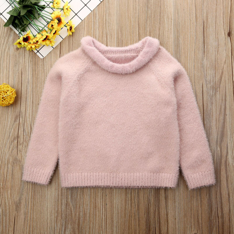 Vinter kid pige lyserøde trøjer baby pige sweater toddler uld strikket pullover toppe jumper børn pige tøj