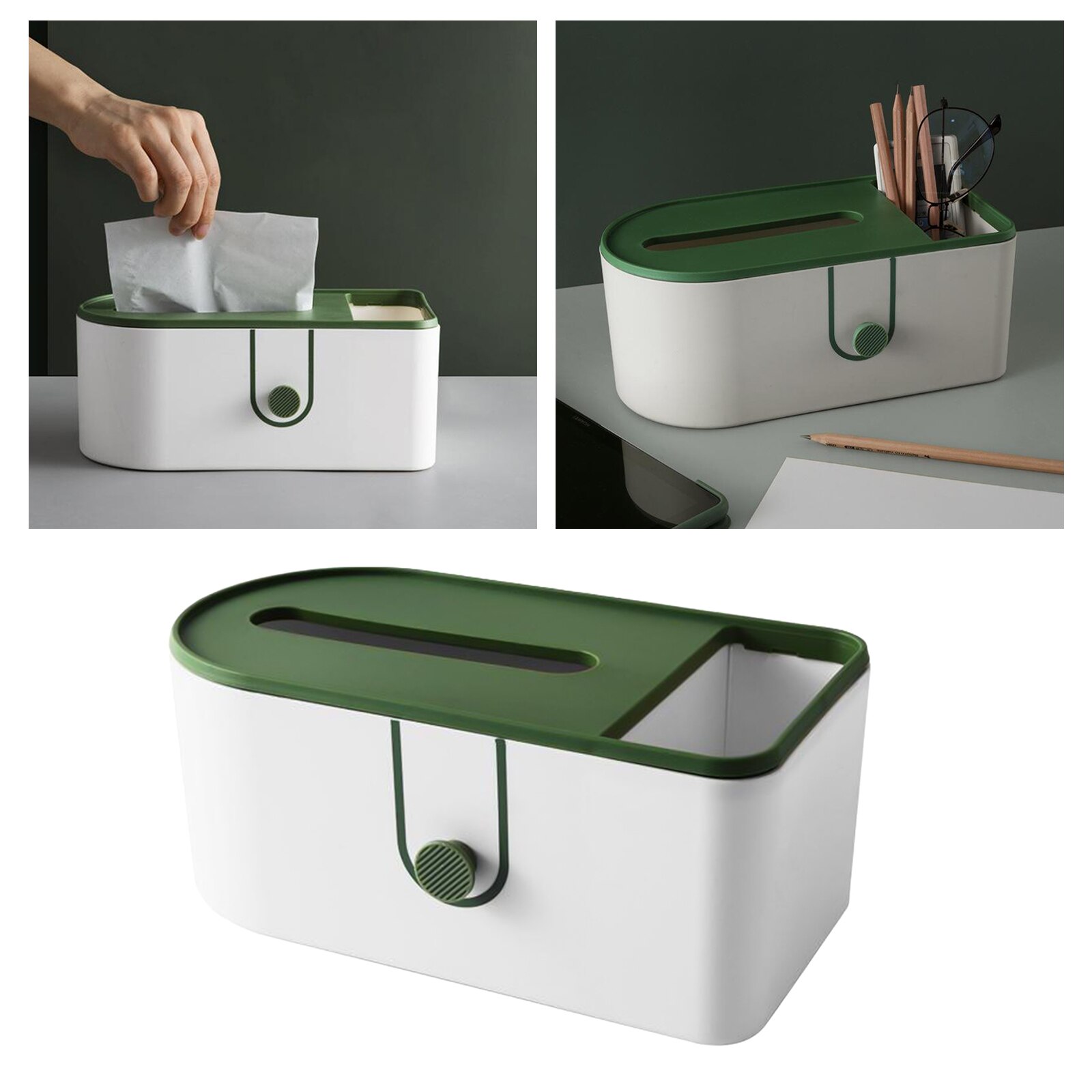 Tissue Box with Cover, Rectangular Plastic Facial Tissue Box Holder Organizer