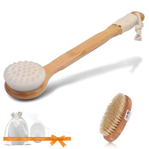 Droog Lichaam Borstel Massage Bad Borstel Exfoliërende Lange Handvat Hout Body Douche Borstel Body massage SPA Droge Borstel D40: Style 4
