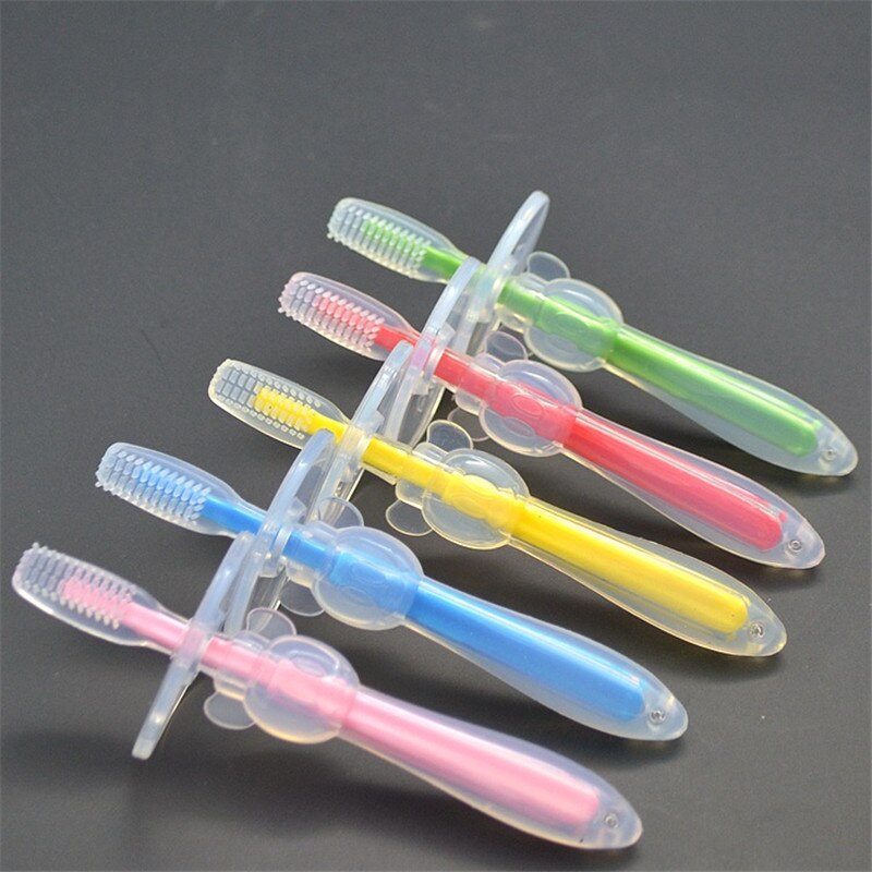 Soft-bristle Silicone Toothbrush for Infant Toddlers Children Training Protect Gums Toothbrush Baby Safe Ultra-soft Toothbrushes: random color 1 pc