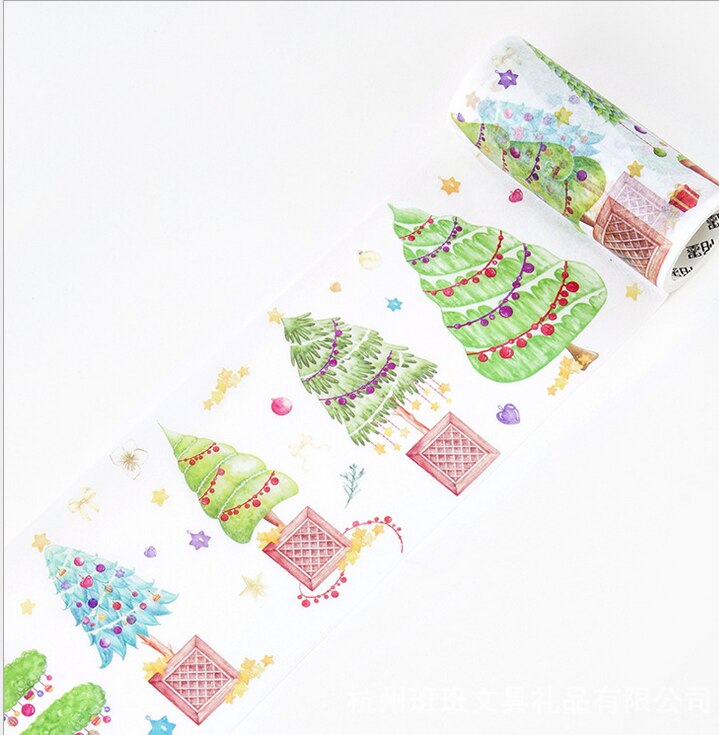 Kerst Tape Cartoon Santa Plakboek DIY Sticker decoratieve Tapes Party Aquarel Kerst Serie Papier Tape 500cm: Watercolor Tree