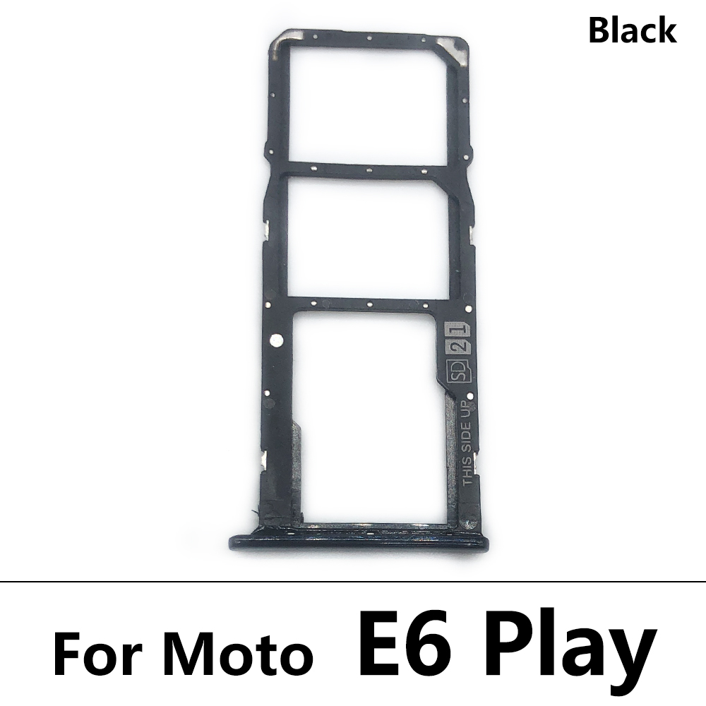 5 Stks/partij Sim Kaart Lade Voor Moto E6 Spelen E6S Een Actie Een Fusion Sim Card Slot Sd-kaart Lade houder Adapter Vervangende Onderdelen: E6 Play Black