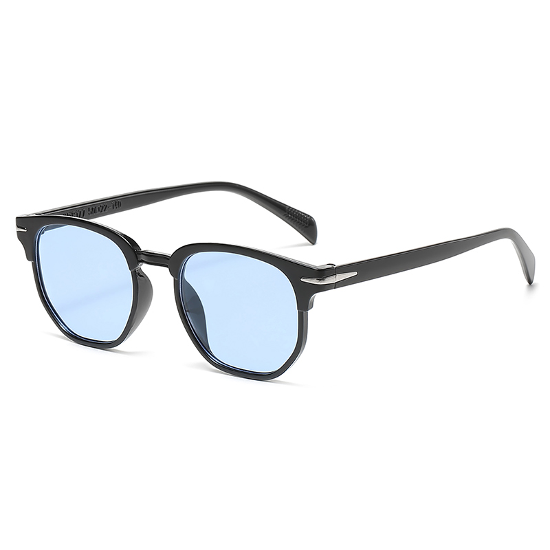 Retro zonnebril heren dames populaire vierkante ovale zonnebril dames zwarte brillen bestuurdersbril UV400 spiegel: Blauw