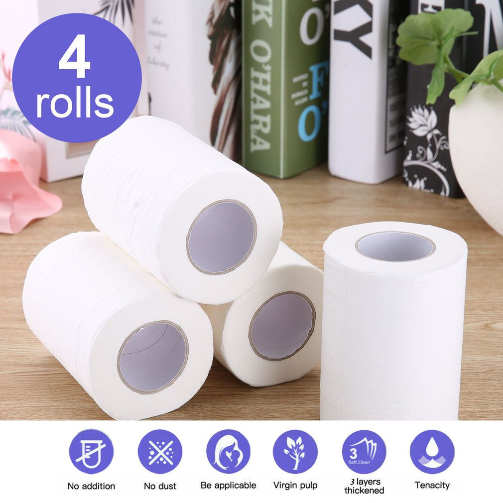 4 Rolls Natural Paper Towels Portable Toilet Paper for Office for Family Restaurant Paper Towel