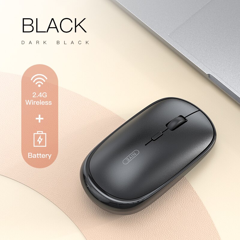 Wireless Mouse Rechargeable Mute silent pink 1600 DPI Mause portable office computer notebook Ergonomic mice for iphone Xiaomi: Black Battery