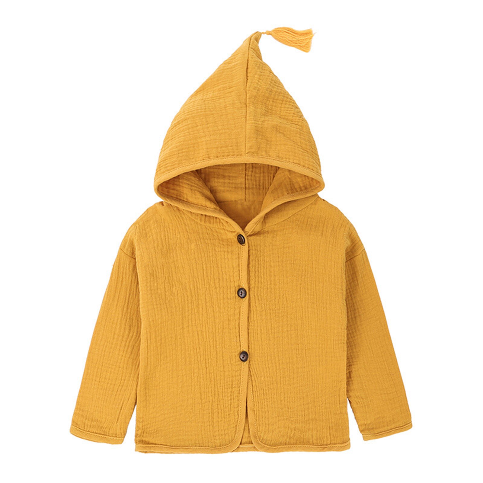 Peuter Infant Baby Kids Meisjes Jongens Solid Warm Hooded Jas Outfits Kleding Pure Kleur Katoen Crêpe Capuchon Vest: Yellow  / 120
