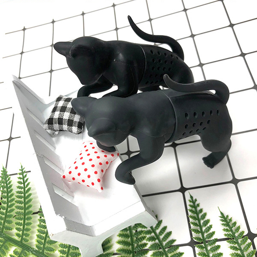Pet Cat Tea Infuser Food Grade Silicone Rubber Purrtea Animal Tea Filter Tea Straine Black Grey Herbal Filter Spice Diffuser