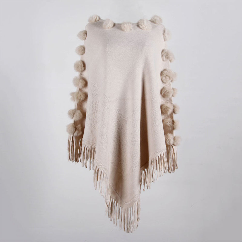 Kvinnor päls boll tofsar poncho tröjor enfärgad hel ärm stickade capes höst vinter lösa tröjor oregelbunden tröja mantel