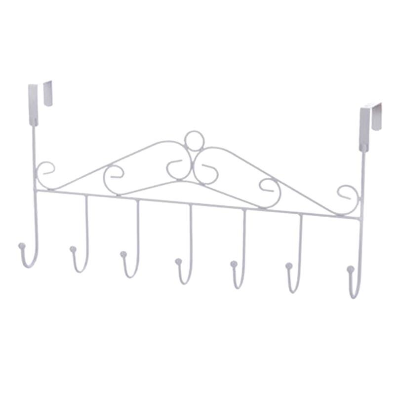 Over Deur Metalen Hanger Beugel 7 Haken Handdoek Hoed Kapstokken Opknoping Opbergrek Overdoor Organizer Accessoires: White