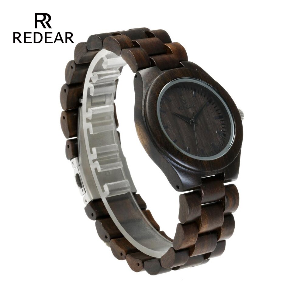Reear – montre automatique en bois de santal noir, fait à la main, pour amoureux, à Quartz, en bois naturel frais, dans un coffret