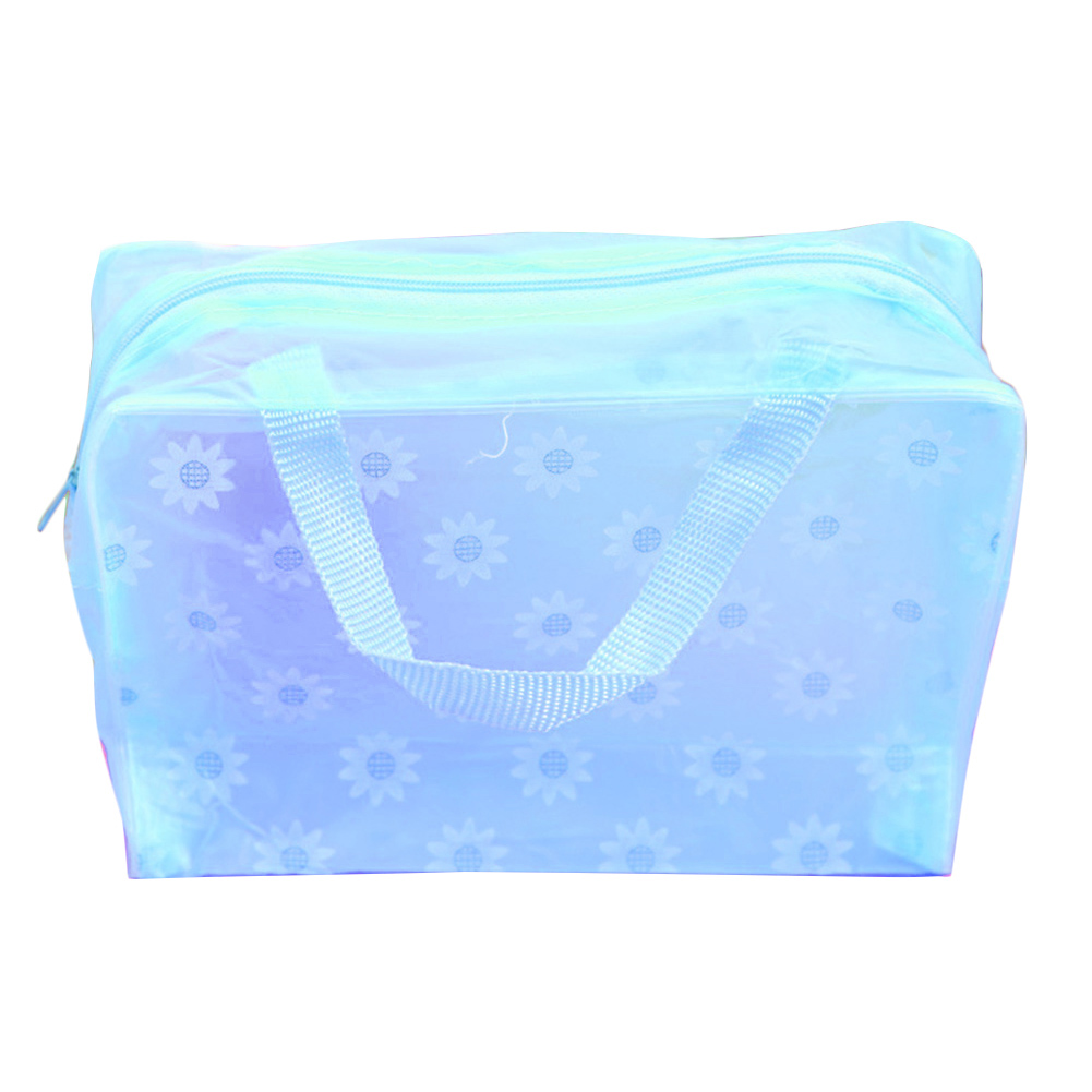 transparent Reise Blumen- Badeanzug Drucken Beutel machen-hoch Lagerung Tasche Kleinigkeiten Organizer Wasserdichte Tasche Reißverschluss Handheld: Blau